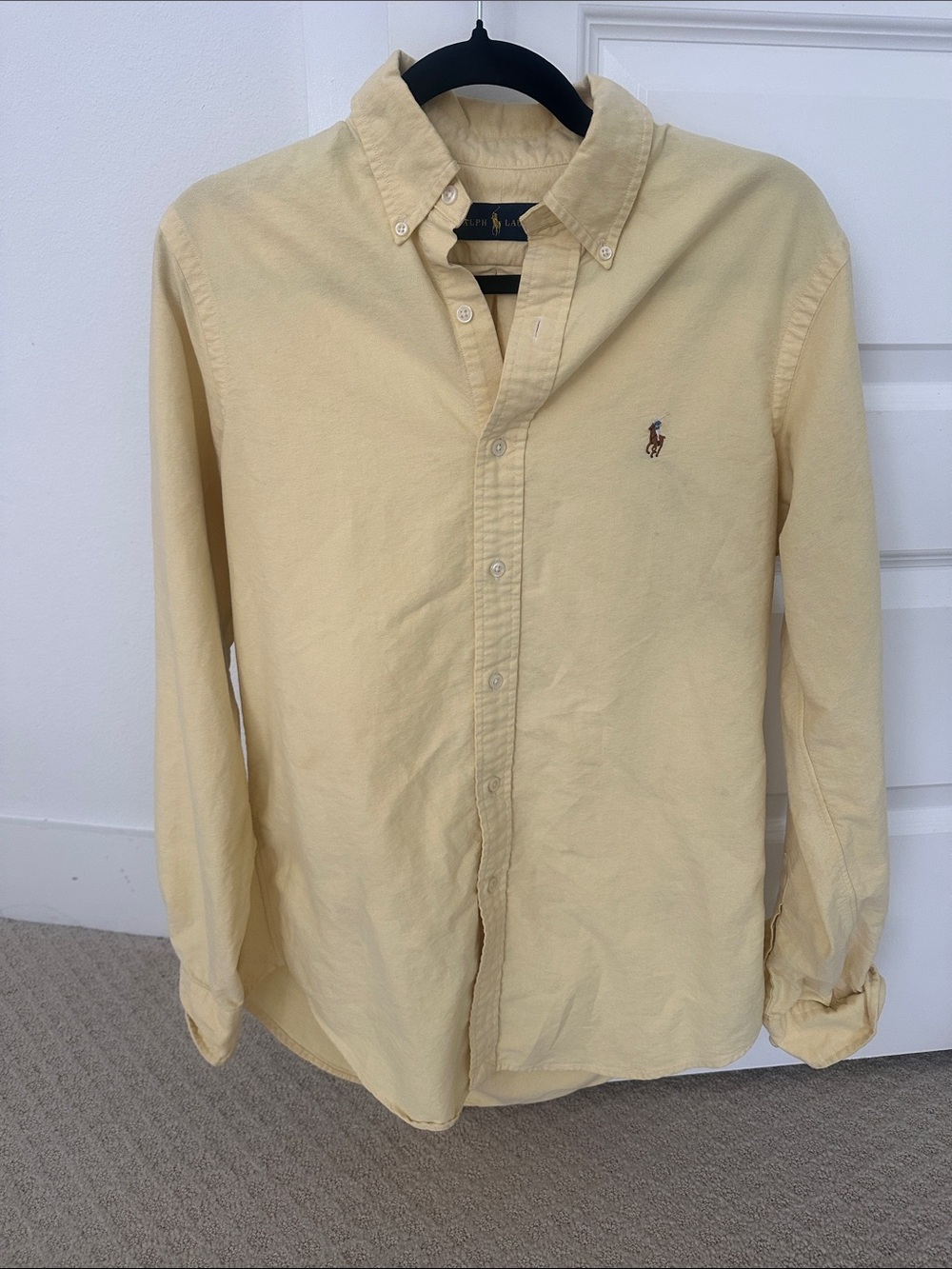 Ralph Lauren Long Sleeve Button Down Oxford Shirt Butter Yellow Small